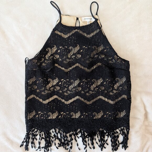 3/$30 Lined lace tank with fringe bottom - Picture 1 of 10